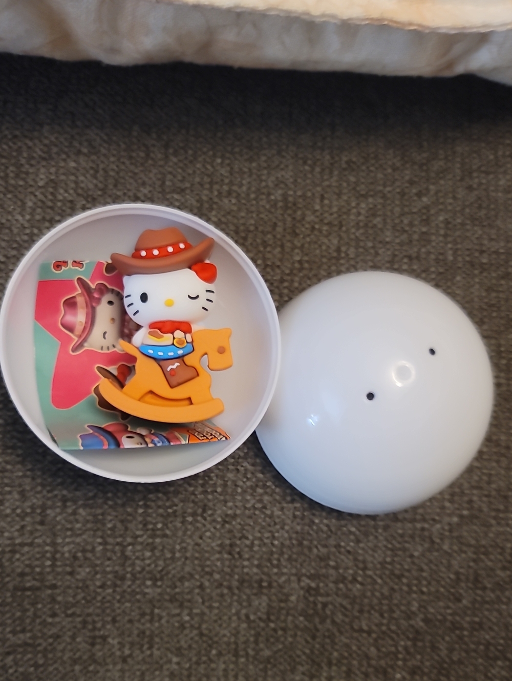 Hello Kitty Orange Cowboy Rocking Horse Toy in White Capsule